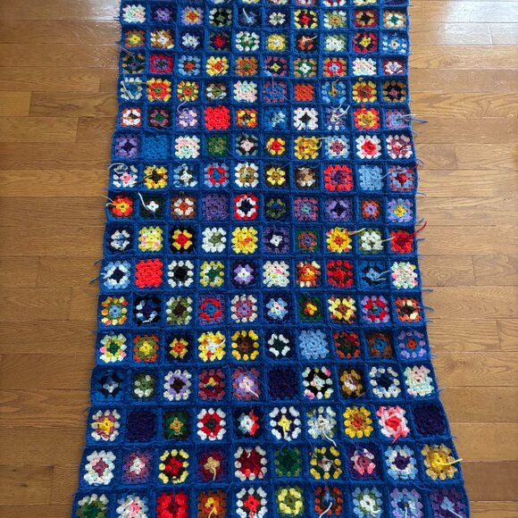 Vintage Handmade Granny Square Afghan 60" x 34" - Picture 2 of 5